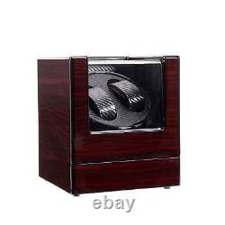 Premium Double Watch Winder Auto Rota Wood Display Case Organizer (black inside)