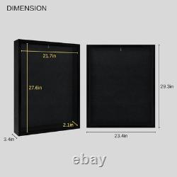 Premium Solid Wood Display Case, 22 X 28, Plexiglass Front, Linen Background