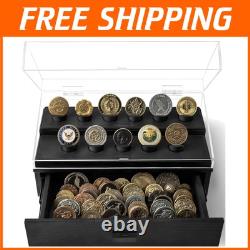 Premium Wood Challenge Coin Display Case for 50 Coins Ideal for Collectors