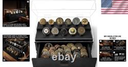 Premium Wood Challenge Coin Display Case for 50 Coins Ideal for Collectors