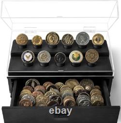 Premium Wood Challenge Coin Display Case for 50 Coins Ideal for Collectors