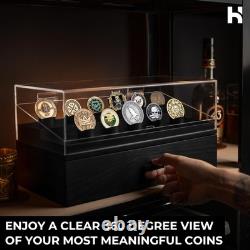 Premium Wood Challenge Coin Display Case for 50 Coins Ideal for Collectors