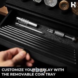 Premium Wood Challenge Coin Display Case for 50 Coins Ideal for Collectors