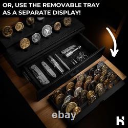 Premium Wood Challenge Coin Display Case for 50 Coins Ideal for Collectors