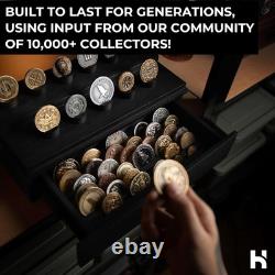 Premium Wood Challenge Coin Display Case for 50 Coins Ideal for Collectors