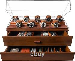 Premium Wooden Watch Display Case for 17 Watches Walnut Men's Watch Box