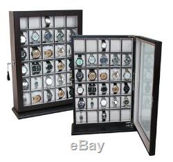 Presale- 30 Watch Ebony Wood Display Wall Case Stand Storage Organizer Box Hang