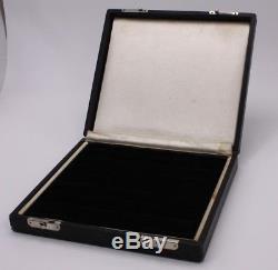 Presentation Jewelry Case Black Velvet Cream Silk Antique 48 Ring Box Display