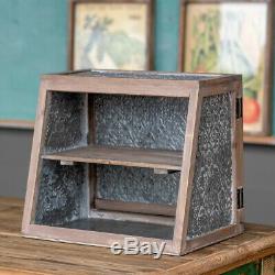 Punched Tin Wood Display Case Shelf Tabletop