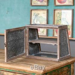 Punched Tin Wood Display Case Shelf Tabletop