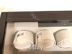 Quad Automatic Watch Winder Storage Brown Wood Display Case by Pangaea 4 Watches