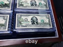 RARE 50 STATE $2 BILL COLLECTION with Wood Display Case