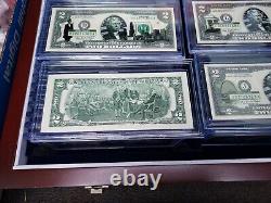 RARE 50 STATE $2 BILL COLLECTION with Wood Display Case