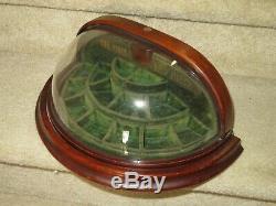 RARE! Antique 1890's Victorian Era Small Wood Display Case withSWIVEL GLASS DOME