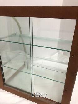 RARE Art Deco Age Modernist Wood & Glass Counter Top Display Case