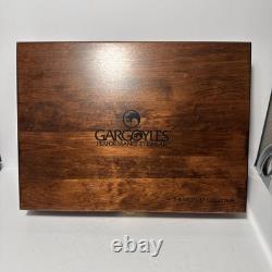 RARE GARGOYLES Medalist Collection Display Case Solid Wood/burgundy Glasses