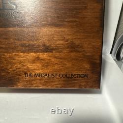RARE GARGOYLES Medalist Collection Display Case Solid Wood/burgundy Glasses