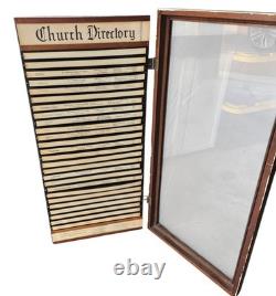 RARE Nashville Hotel Wall Wood Display Case Cabinet Glass Door Church Directory
