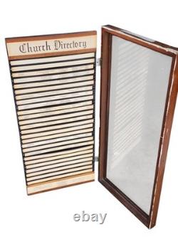 RARE Nashville Hotel Wall Wood Display Case Cabinet Glass Door Church Directory