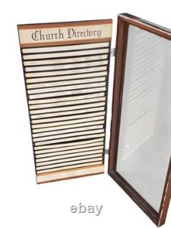 RARE Nashville Hotel Wall Wood Display Case Cabinet Glass Door Church Directory