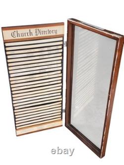RARE Nashville Hotel Wall Wood Display Case Cabinet Glass Door Church Directory