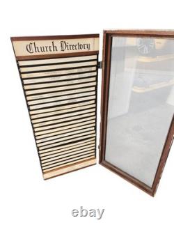 RARE Nashville Hotel Wall Wood Display Case Cabinet Glass Door Church Directory