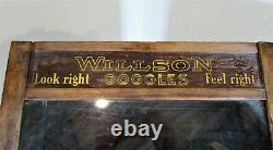 RARE Vtg Willson Safety Goggles Glasses Wood Display Case Counter Table Top