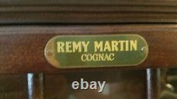 REMY MARTIN WOOD COGNAC BOTTLE DISPLAY CASE (Locking) DECANTER AND 2 GLASSES