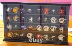 RIDDELL POCKET PRO AUTOGRAPHED 32 Team NFL Collection with Black Wood Display Case