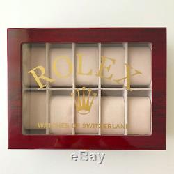 ROLEX Watches of Switzerland Display Box Case 10 Compartments Piano Wood