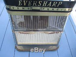 Rare 1926 Eversharp Pen Curved Glass Wood Metal Store Slant Lock Display Case