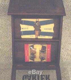 Rare Antique Advertising Midget Garter General Store Wood Counter Display Case