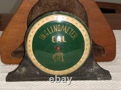 Rare Antique CAL Machine Co. Inclinometer Tool withWood Display Case, Rockton IL