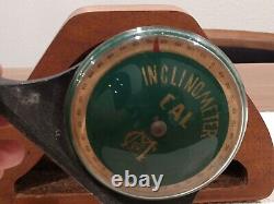 Rare Antique CAL Machine Co. Inclinometer Tool withWood Display Case, Rockton IL