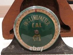 Rare Antique CAL Machine Co. Inclinometer Tool withWood Display Case, Rockton IL