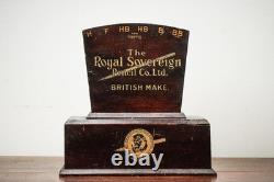 Rare Antique Royal Sovereign Pencil Co Wood Sign Retail Store Display Case