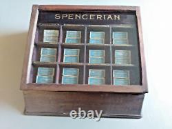 Rare Antique Wood SPENCERIAN PEN NIB Display Sales Case Plus 24 Empty Nib Boxes