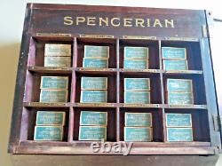 Rare Antique Wood SPENCERIAN PEN NIB Display Sales Case Plus 24 Empty Nib Boxes