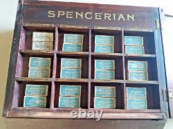 Rare Antique Wood SPENCERIAN PEN NIB Display Sales Case Plus 24 Empty Nib Boxes