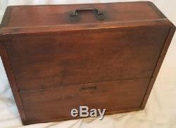 Rare Antique Wood Salesmans Case with Dovetail Edges