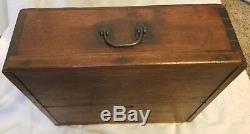 Rare Antique Wood Salesmans Case with Dovetail Edges