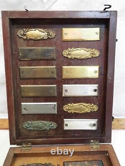 Rare Antique Yale & Towne Brass Display Door Name Tag Salesman Sample Wood Case