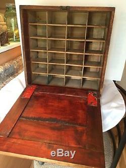 Rare Early 1900s Wood Angel Dainty Dyes Display Store Cubby Cabinet Chicago