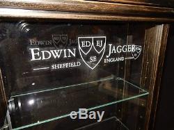 Rare Edwin Jagger Sheffield England Wood Display Case Shaving Razor Blades Mens