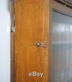 Rare Metal & Wood Lockable Edwardian Display Cabinet Collectors Case 198.5cm