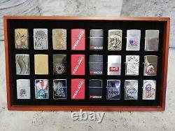 Rare Zippo Wood Storage Collection Display Cabinet Case Box Holder 24 Lighters