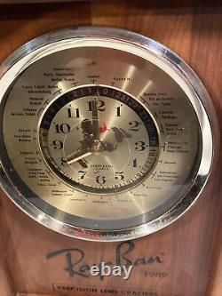 Ray-Ban Sun Glasses Store Display World Clock Wood Case 1989 Vintage nonworking