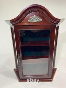 Red Wood Wall Cabinet Curio Display Case with Glass Door and Shelves 19x16
