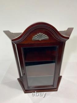 Red Wood Wall Cabinet Curio Display Case with Glass Door and Shelves 19x16