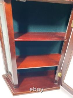 Red Wood Wall Cabinet Curio Display Case with Glass Door and Shelves 19x16